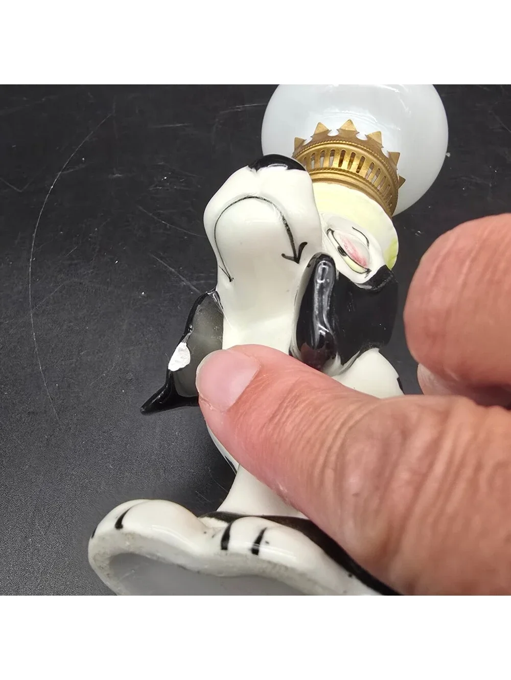 Vintage Dalmatian Dog Miniature Oil Lamp Ceramic Japan Figural #3431 Milk Glass